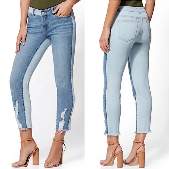 New York & Company Denim - NWOT! Distressed Two-Tone Boyfriend Ankle Jeans!